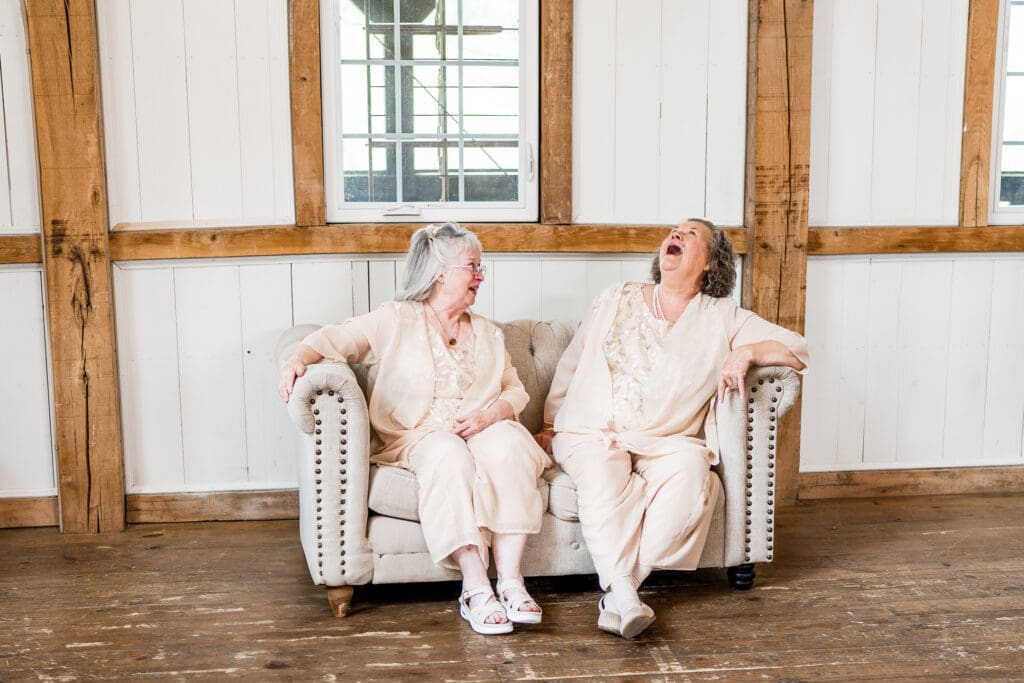Grandma's share a candid laughing moment at Rivercrest Farms in Dover, Ohio.