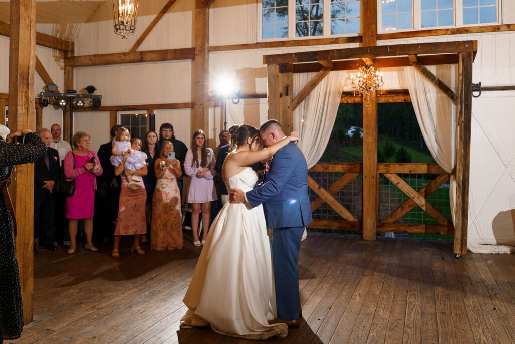 Bride and her father dance at Rivercrest Farms in Dover, Ohio.