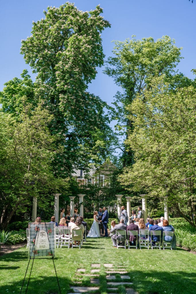 Outdoor garden micro-wedding at the Kelton House in Columbus, Ohio