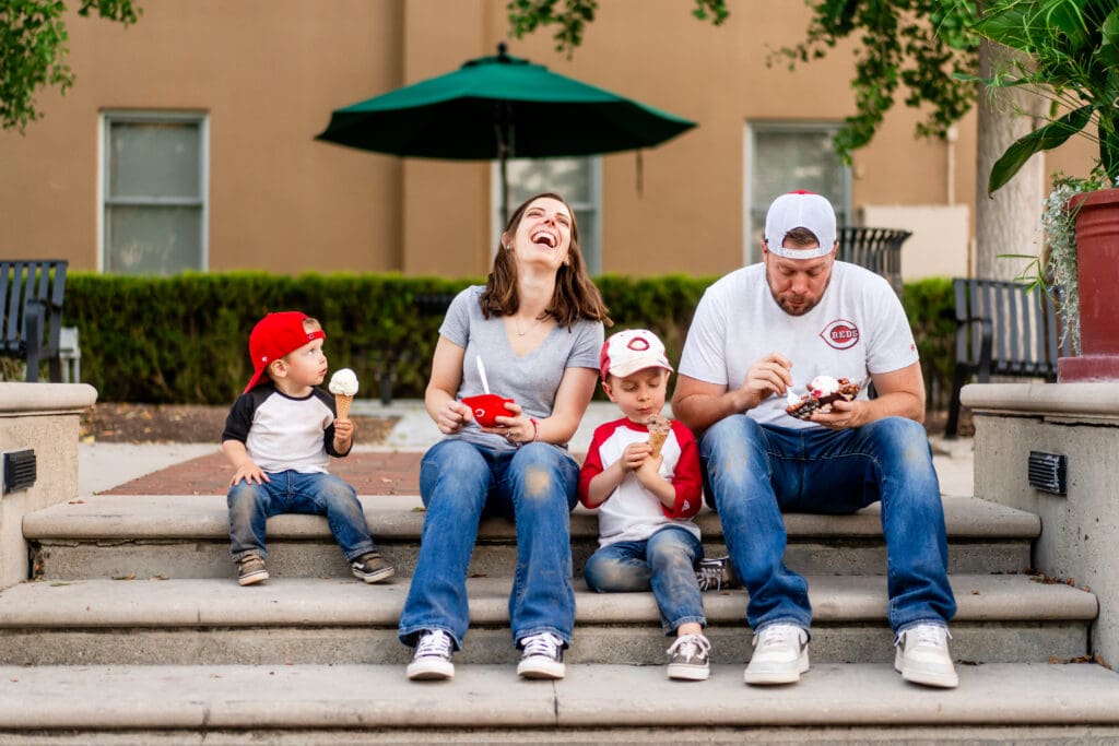 Family enjoys their ice cream at Johnson's Ice Cream in Canal Winchester, Ohio.