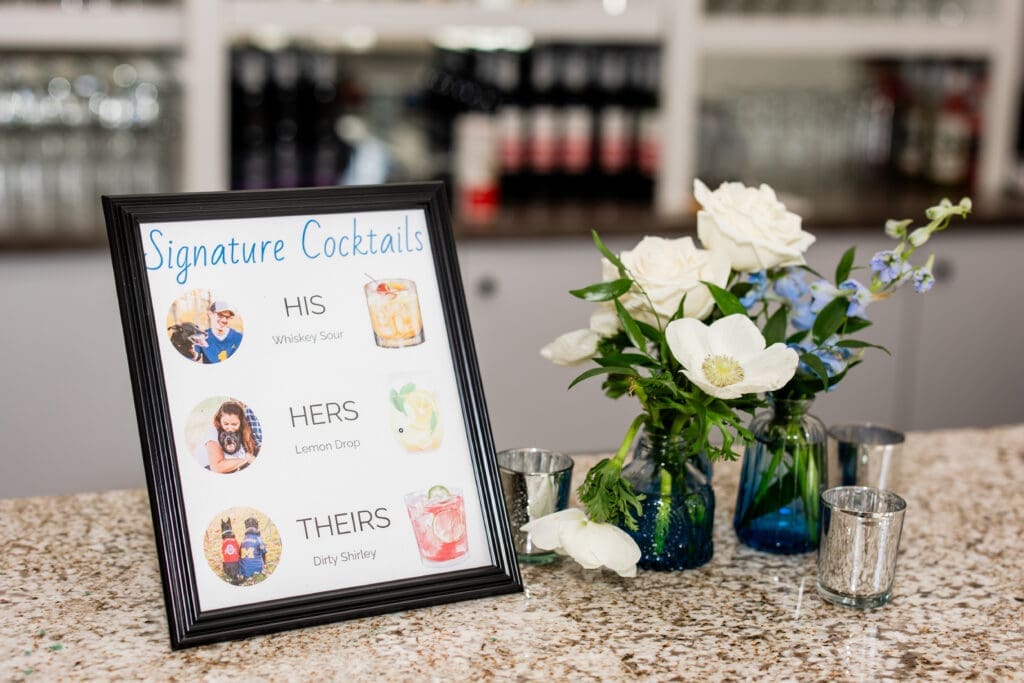 Bar menu sign with florals
