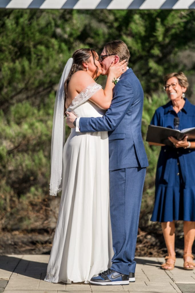 The couple's first kiss