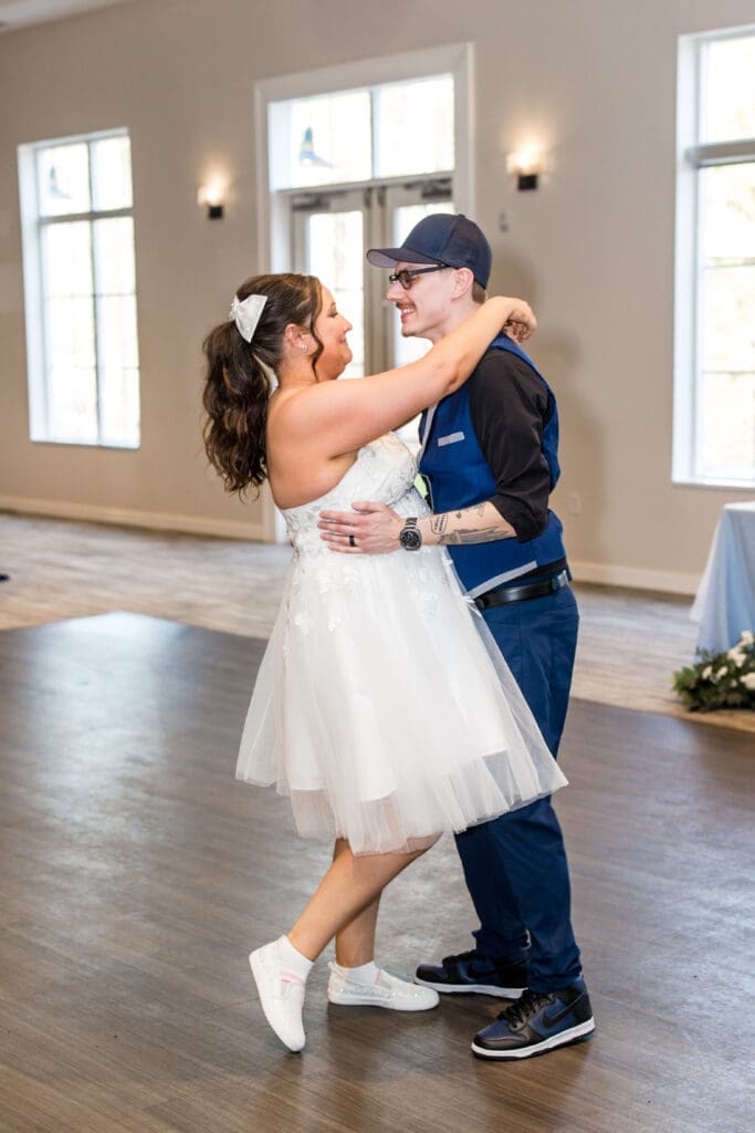 Bride and groom share their first dance