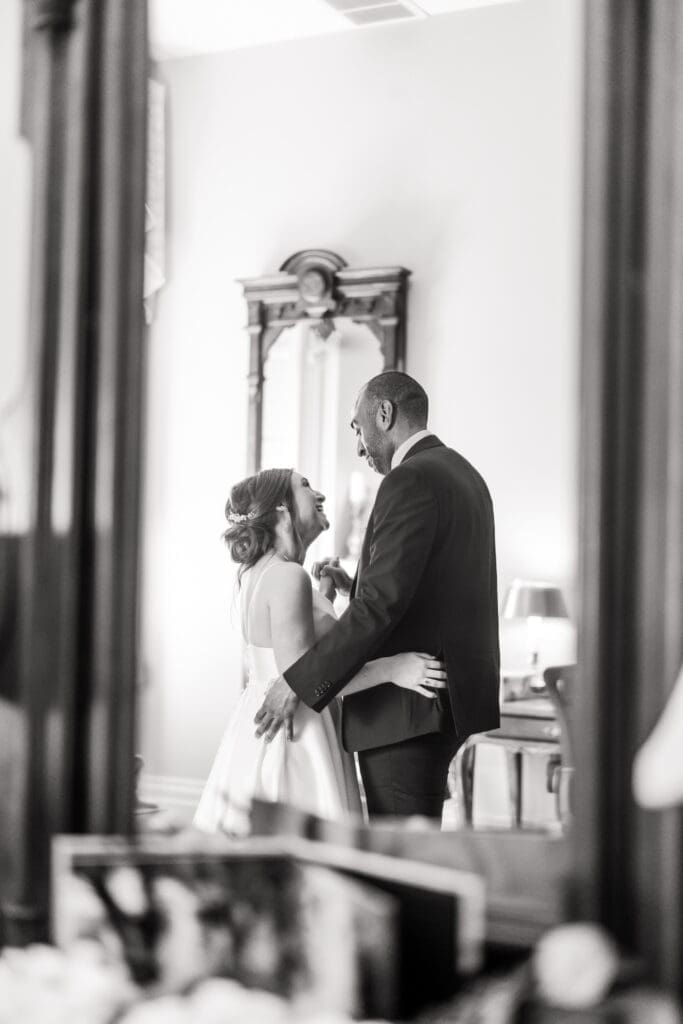 Bride and groom share a private first dance at their venue in Columbus, Ohio.