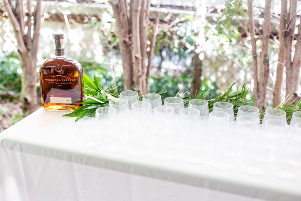 Whisky table with glasses for cocktail hour