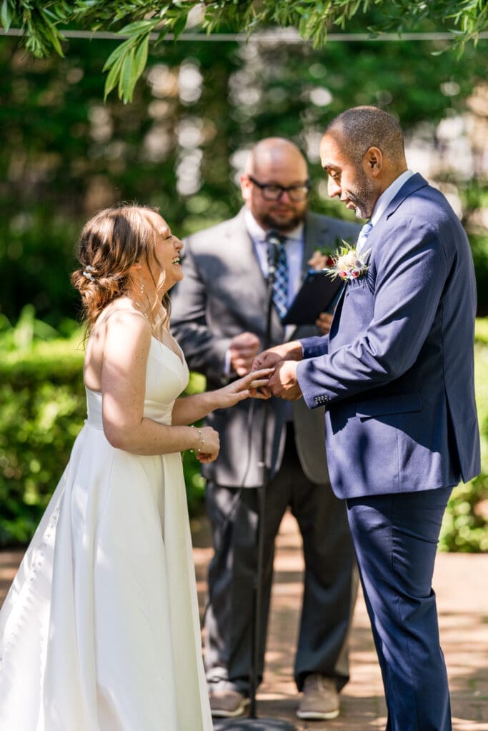 Garden micro-wedding ceremony at the Kelton House in Columbus, Ohio.