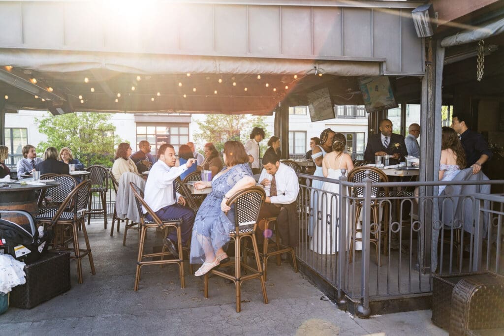 Informal wedding dinner for a micro-wedding at the Grandview Cafe