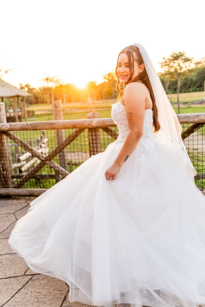 Golden hour bridal portrait at the Columbus Zoo and Aquarium Africa Event Center