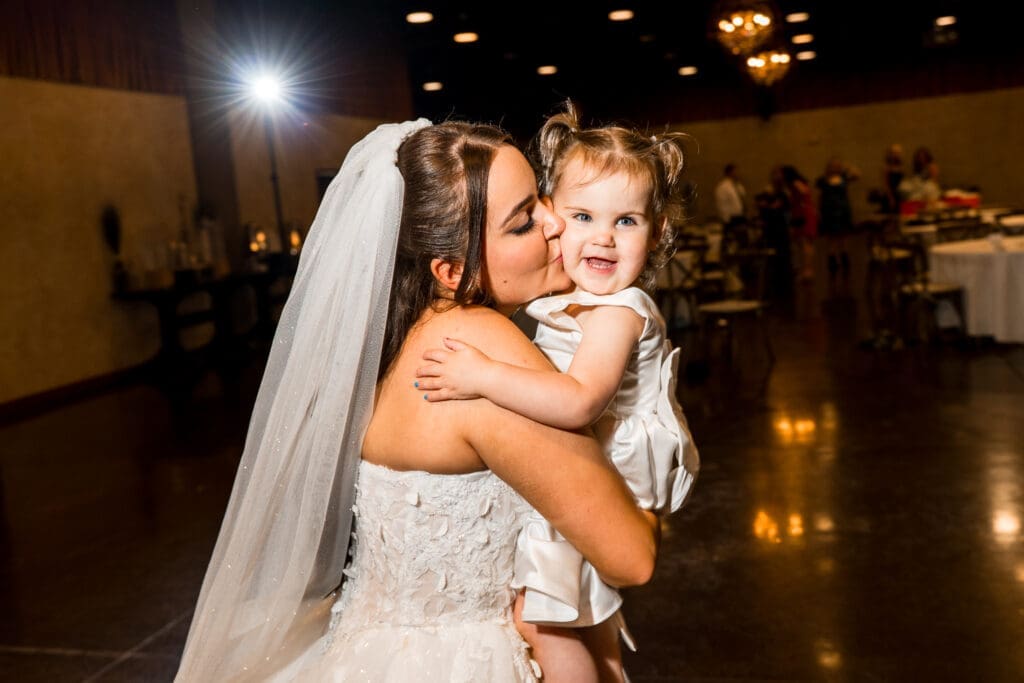 The bride and her daughter dancing at the Columbus Zoo and Aquarium Africa Event Center