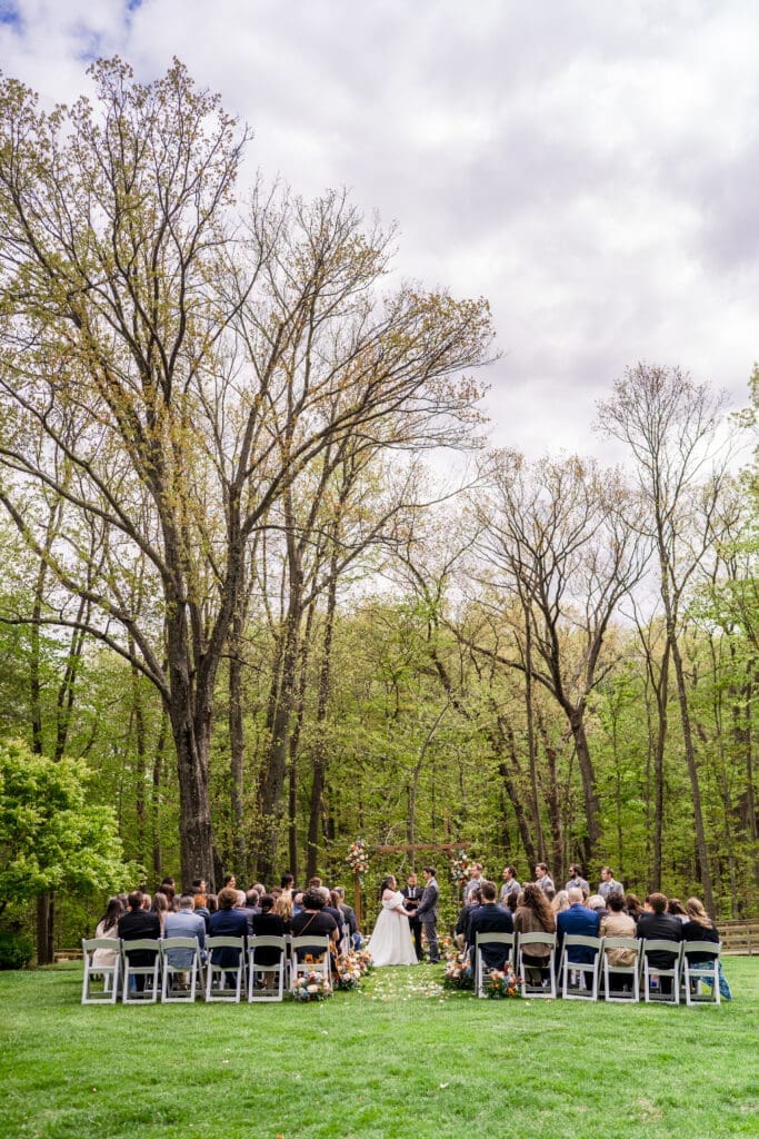 A colorful wedding ceremony on the lawn at the Dempsey Event Center in Delaware, Ohio.