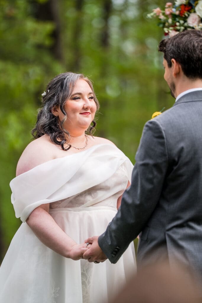 A colorful wedding ceremony on the lawn at the Dempsey Event Center in Delaware, Ohio.