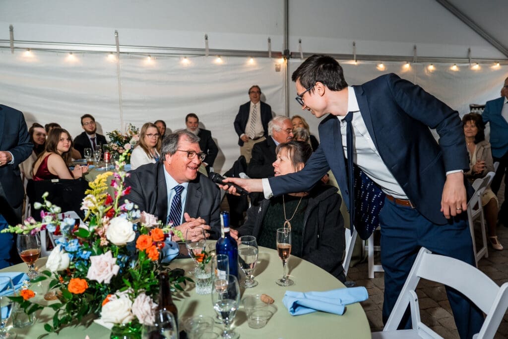 A wedding guest shares how long he's been married