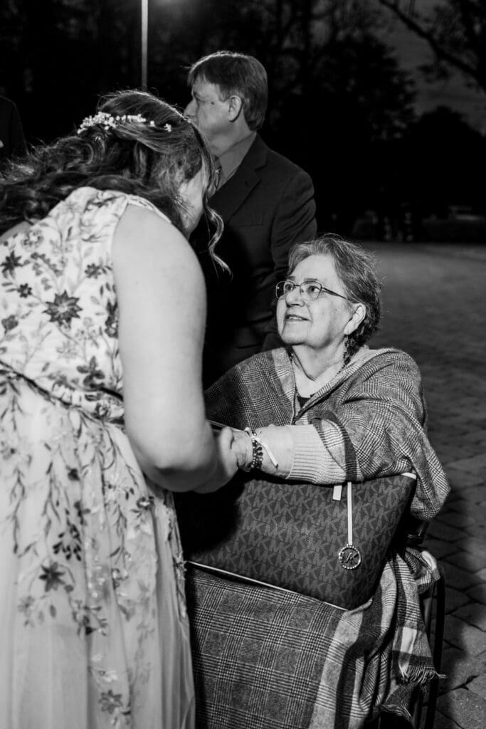 Candid moment of the Bride and her grandma at the Dempsey Event Center in Delaware, Ohio.