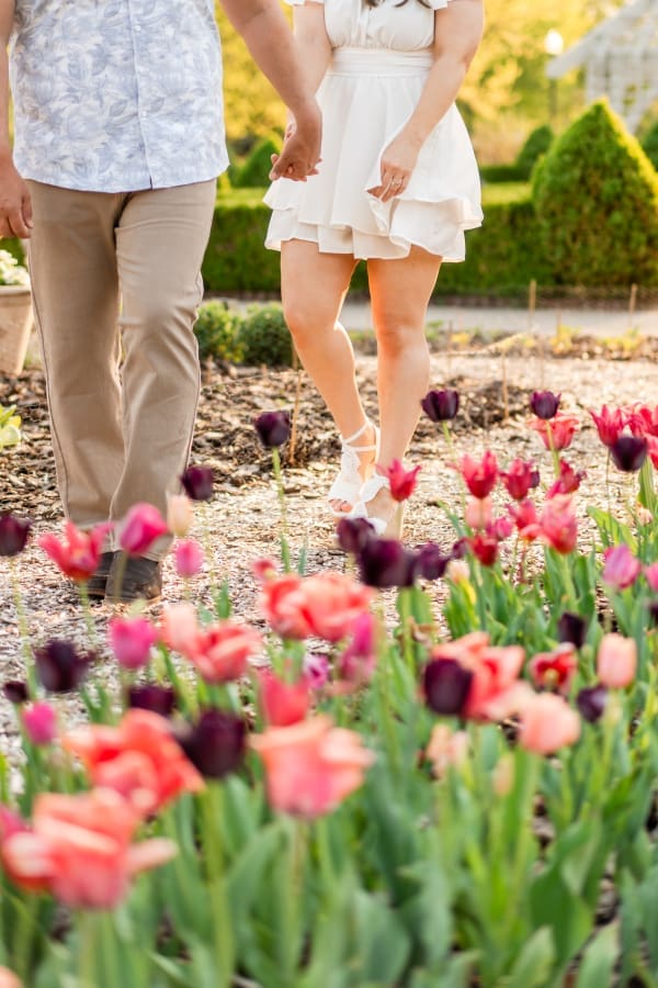 Spring engagement photos at the Franklin Park Conservatory Community Gardens in Columbus, Ohio