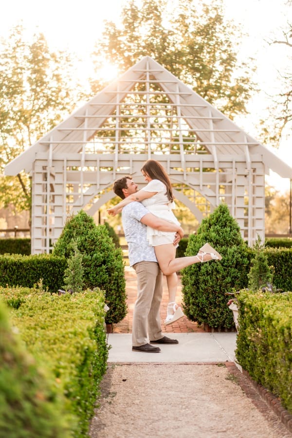 Spring engagement photos at the Franklin Park Conservatory Community Gardens in Columbus, Ohio