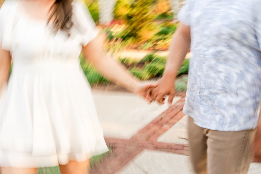 Spring engagement photos at the Franklin Park Conservatory Community Gardens in Columbus, Ohio