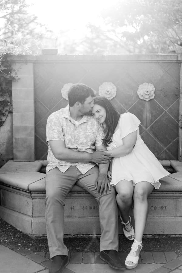 Spring engagement photos at the Franklin Park Conservatory Community Gardens in Columbus, Ohio