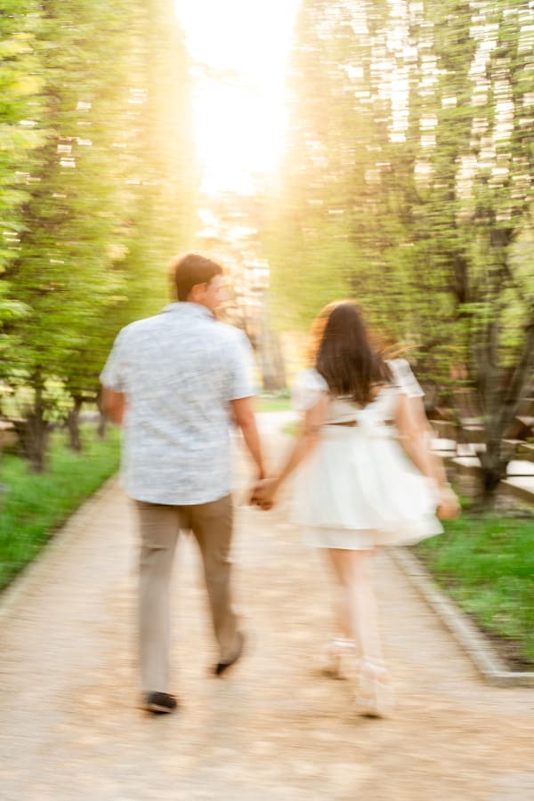 Spring engagement photos at the Franklin Park Conservatory Community Gardens in Columbus, Ohio