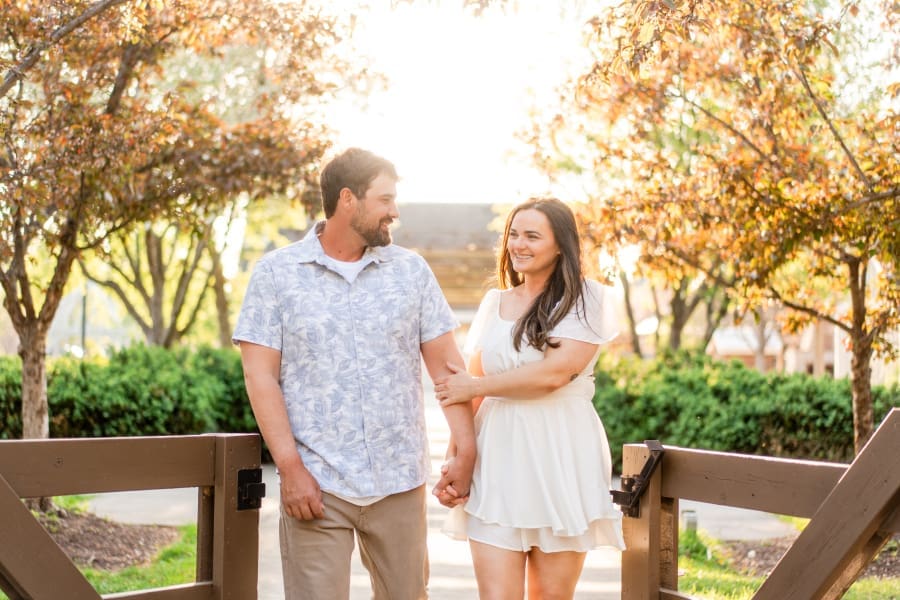 Engagement photos at the Franklin Park Conservatory Community Gardens in Columbus, Ohio