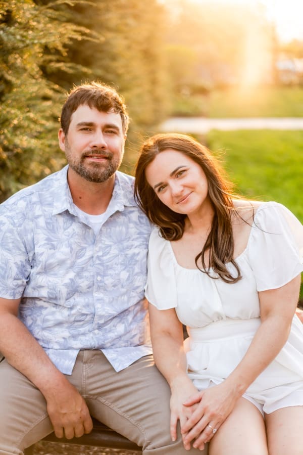 Spring engagement photos at the Franklin Park Conservatory Community Gardens in Columbus, Ohio
