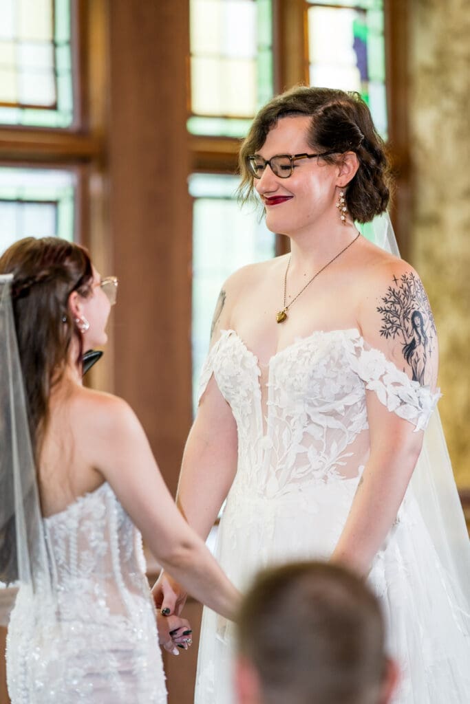 Columbus Ohio LGBTQ+ wedding at Wagnalls Memorial Library