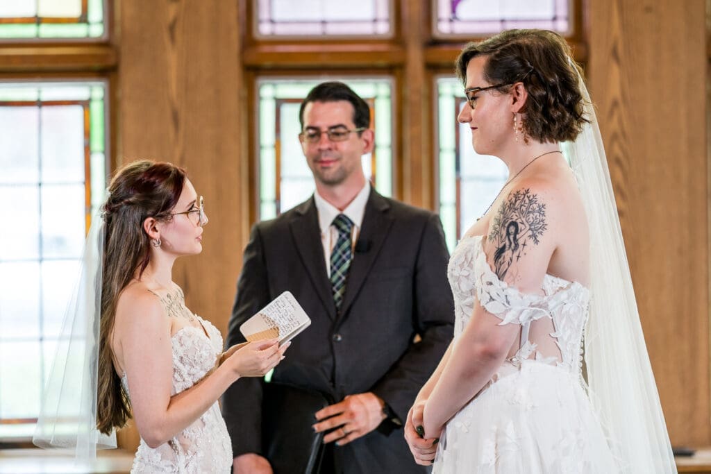 Columbus Ohio LGBTQ+ wedding at Wagnalls Memorial Library