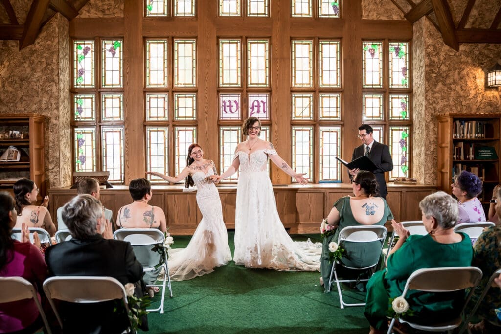 Columbus Ohio LGBTQ+ wedding at Wagnalls Memorial Library