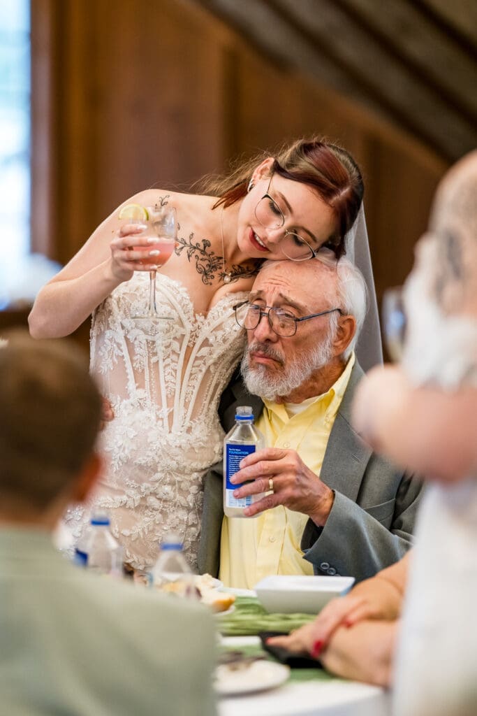 Candid moment at a Columbus Ohio LGBTQ+ wedding at Wagnalls Memorial Library