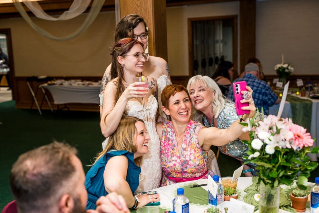Candid moment at a Columbus Ohio LGBTQ+ wedding at Wagnalls Memorial Library