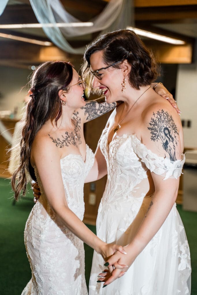 First dance at a Columbus Ohio LGBTQ+ wedding at Wagnalls Memorial Library