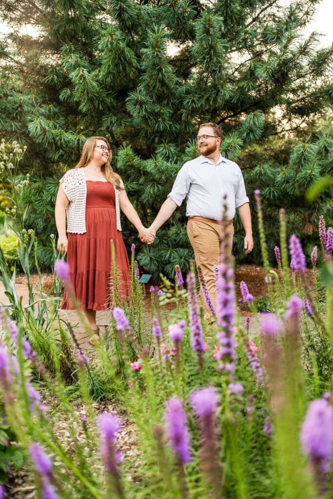 Engagement photos at the Columbus Park of Roses.