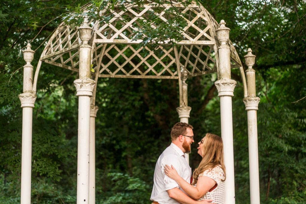 Engagement photos at the Columbus Park of Roses.