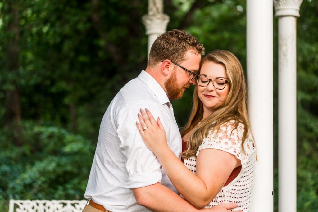 Engagement photos at the Columbus Park of Roses.