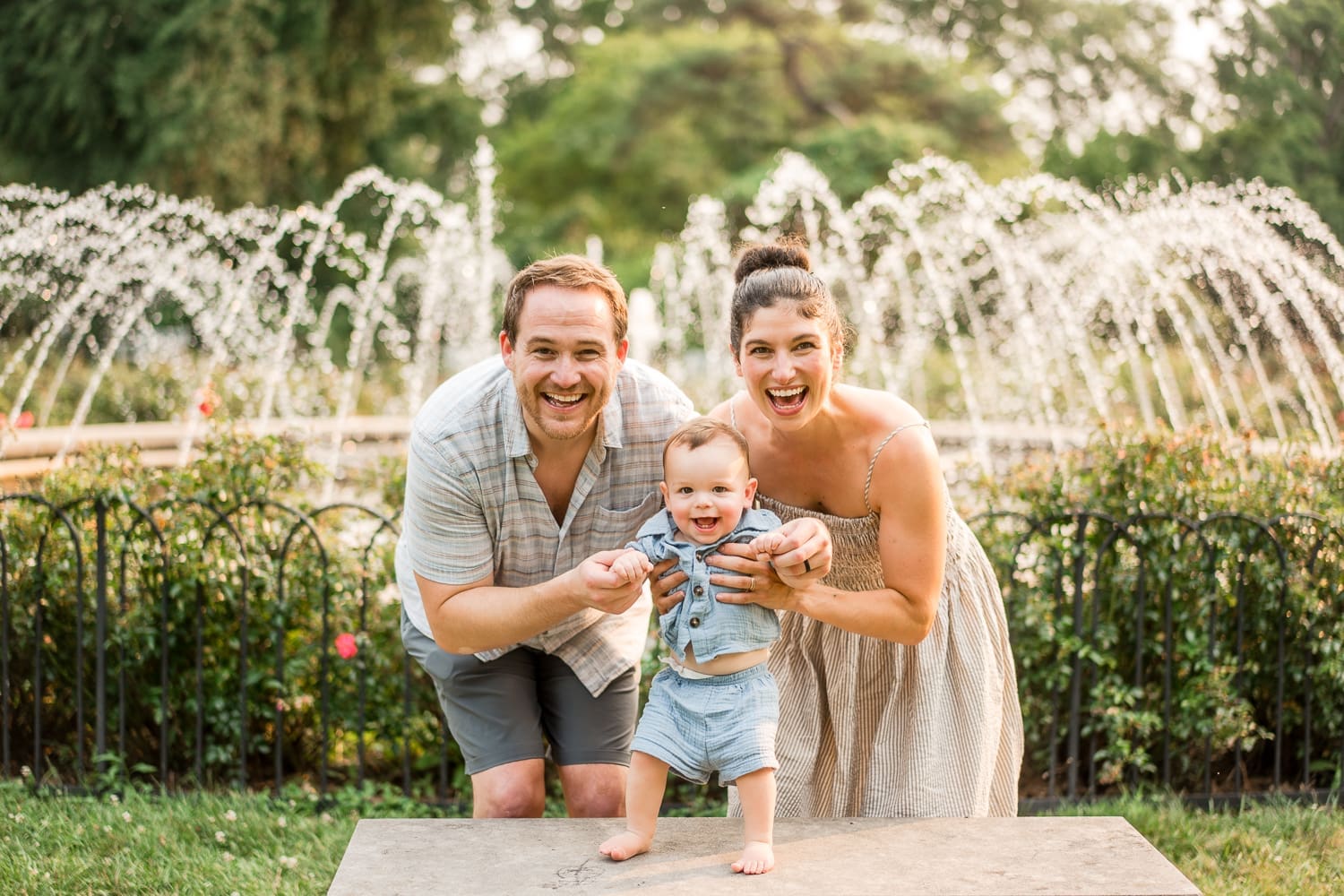 Golden hour family photos at the Columbus Park of Roses