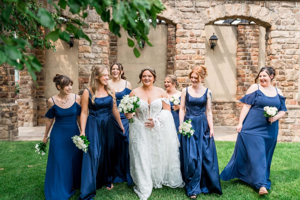 Bridal party photo at a wedding a Pinnacle Golf Course in Grove City, Ohio.