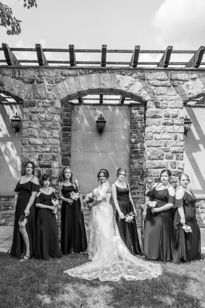 Bridal party photo at a wedding a Pinnacle Golf Course in Grove City, Ohio.