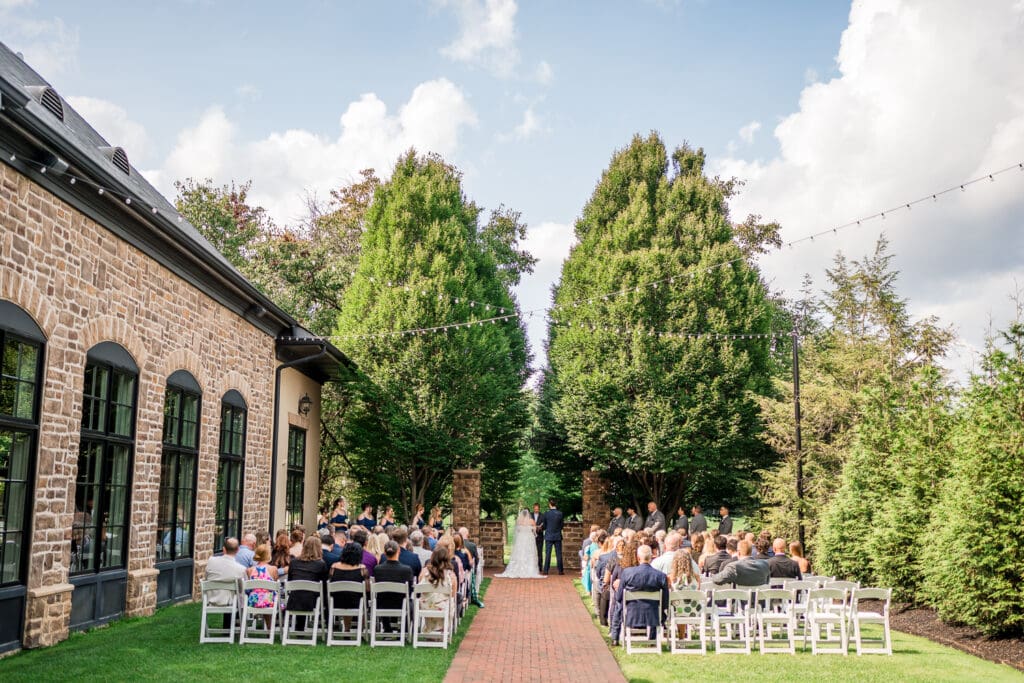 Outdoor wedding ceremony at Pinnacle Golf Club in Grove City, Ohio.