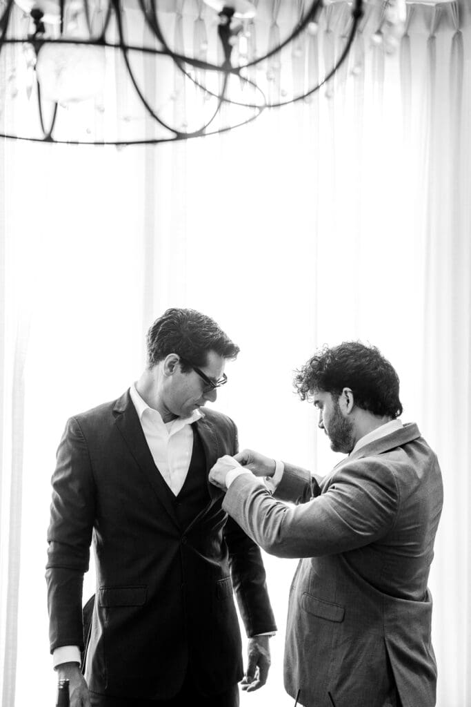 Groom getting ready photo at a wedding a Pinnacle Golf Course in Grove City, Ohio.