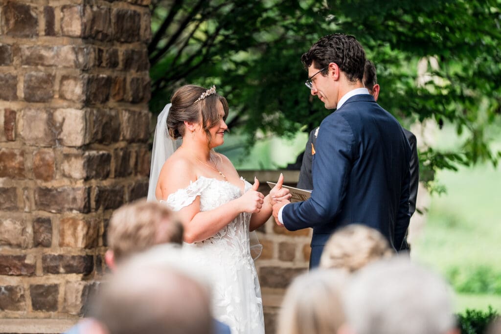 Outdoor wedding ceremony at Pinnacle Golf Club in Grove City, Ohio.