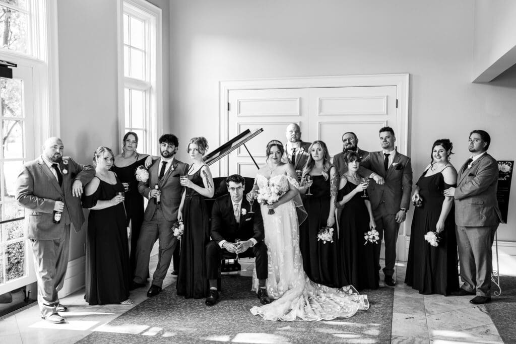 Editorial wedding party photo at Pinnacle Golf Club in Grove City, Ohio.