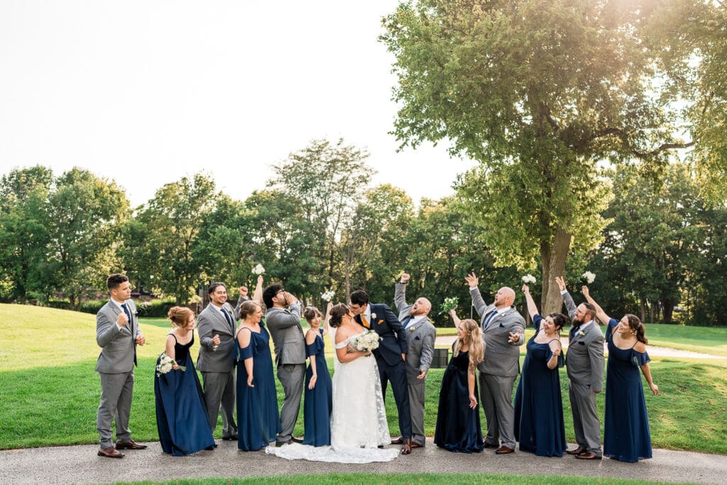 Outdoor wedding party photo at Pinnacle Golf Club in Grove City, Ohio.